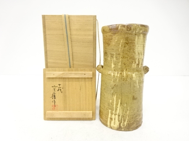 JAPANESE CERAMICS / RAKUZAN WARE FLOWER VASE / ARTISAN WORK