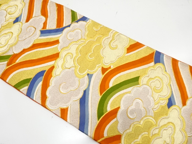 アンティーク　荒波に瑞雲模様織り出し袋帯（着用可）