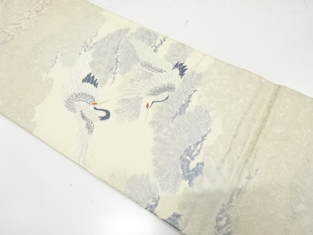 アンティーク　笠松に鶴模様織り出し袋帯（材料）