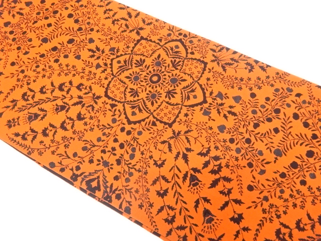 アンティーク　本場筑前博多　華紋・草花尽くし模様織り出し名古屋帯（着用可）