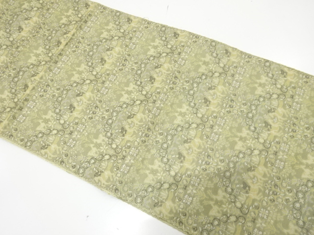 アンティーク　狩猟文様織り出し名古屋帯（着用可）