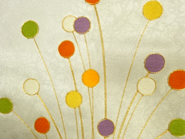 アンティーク　変わり水玉模様刺繍名古屋帯