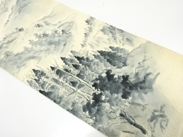 アンティーク　作家物　纐纈　森林風景模様袋帯（材料）