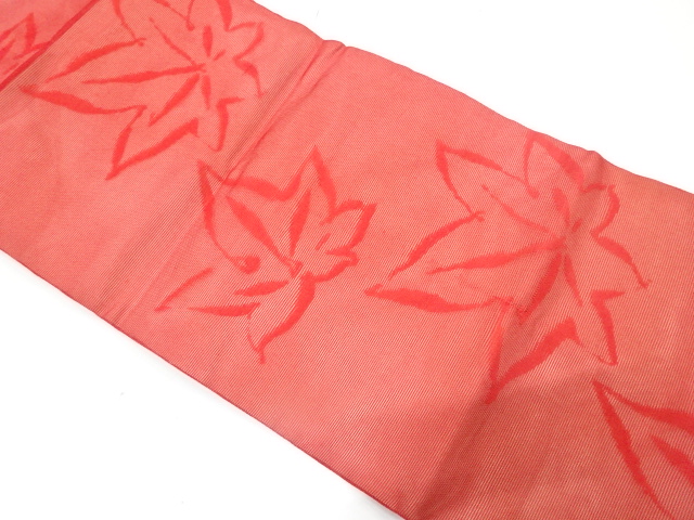 アンティーク　紗　楓模様織り出し名古屋帯（着用可）