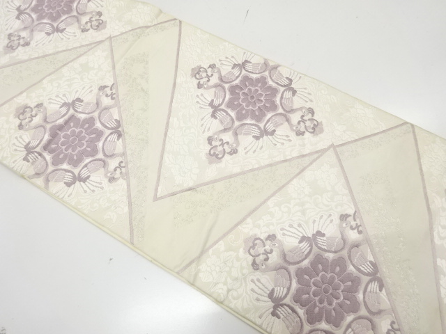 アンティーク　華紋に孔雀模様織り出し袋帯（材料）