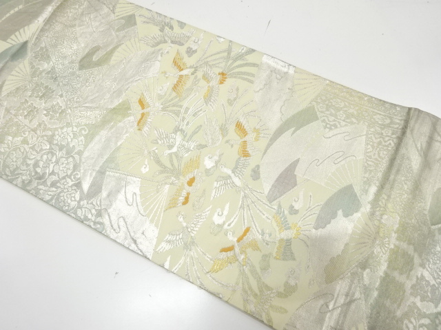 アンティーク　扇に鳳凰模様織り出し袋帯（材料）