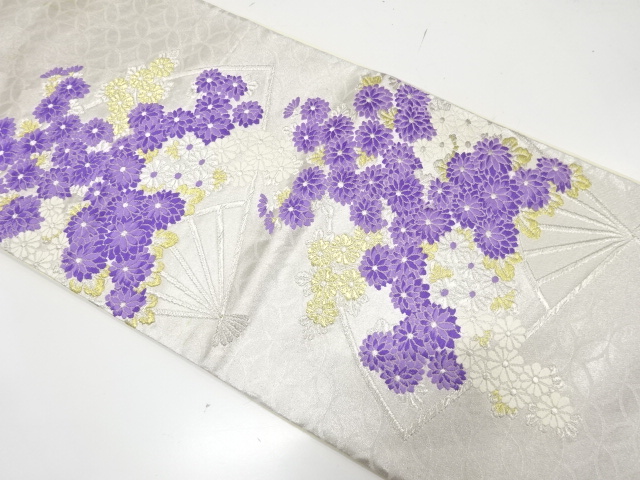 アンティーク　扇に菊模様織り出し袋帯（材料）