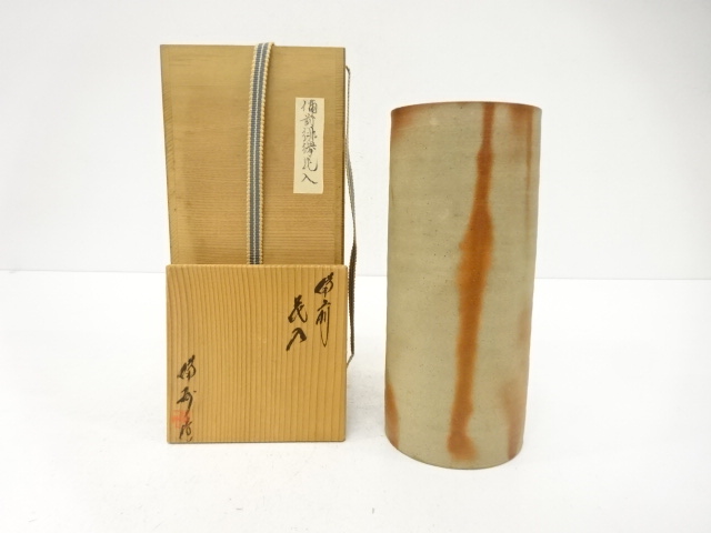 JAPANESE TEA CEREMONY / BIZEN WARE HANAIRE FLOWER VASE / HIDASUKI