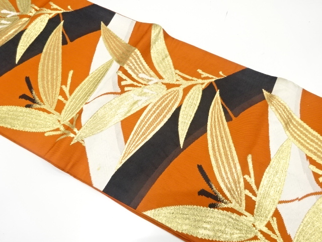 JAPANESE KIMONO / ANTIQUE FUKURO OBI / SILK / WOVEN BAMBOO GRASS