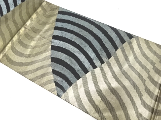 JAPANESE KIMONO / ANTIQUE FUKURO OBI / SILK / WOVEN WAVY STRIPE