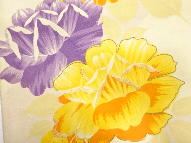 アンティーク　薔薇模様刺繍名古屋帯