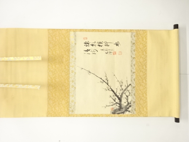 JAPANESE HANGING SCROLL / HAND PAINTED / UME / NISHIBE BUNJO