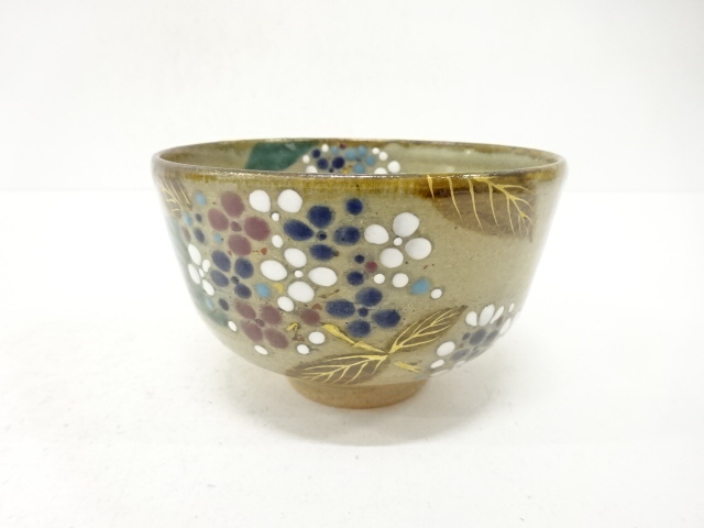 作家物　金彩色絵　紫陽花　茶碗