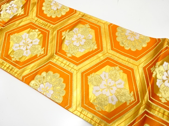 JAPANESE FUKURO OBI / UNUSED / WOVEN FLOWER CREST