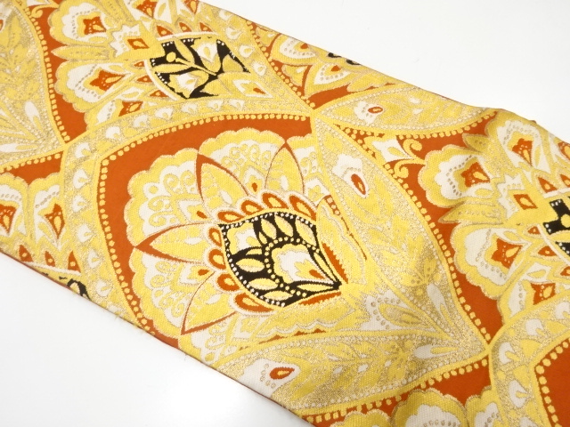 JAPANESE KIMONO / ANTIQUE FUKURO OBI / SILK / WOVEN FLORAL SARASA