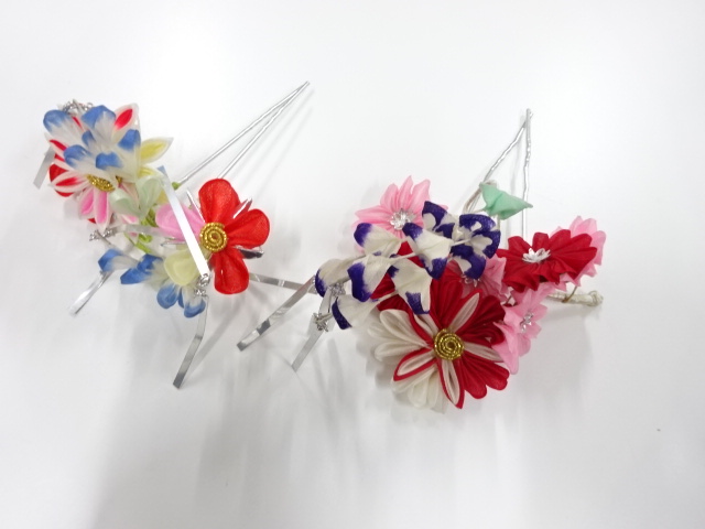 JAPANESE KIMONO / ANTIQUE PINCHED WORK HAIR ACCESSORY SET