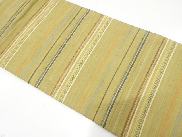 手織り紬　横段模様織り出し　名古屋帯