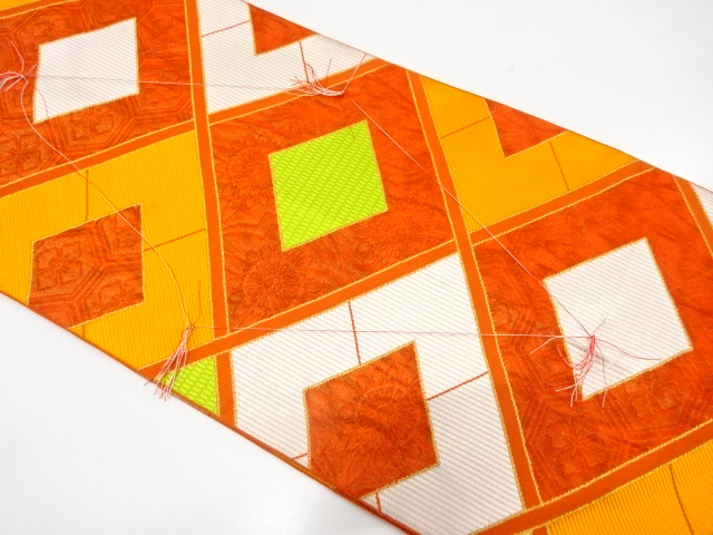 未使用品　本場筑前博多　菱模様織り出し　名古屋帯