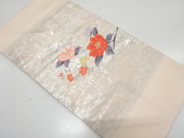 JAPANESE KIMONO / UNUSED HIKIFOIL / CAMELLIA / FLOWER PATTERN WOVEN RU