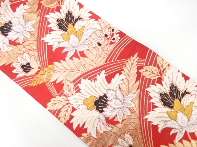 アンティーク　花更紗模様織り出し名古屋帯（着用可）
