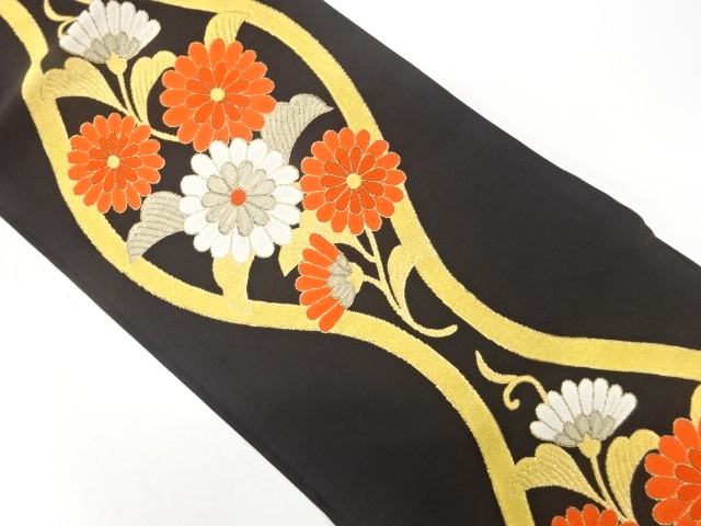 アンティーク　立涌に菊模様織り出し名古屋帯（着用可）