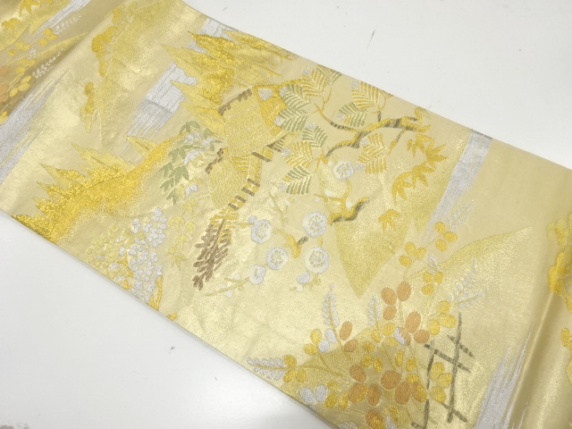 JAPANESE KIMONO / ANTIQUE FUKURO OBI / SILK / WOVEN CHAYATSUJI