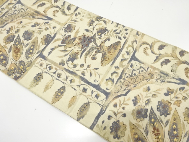 JAPANESE KIMONO / ANTIQUE FUKURO OBI / SILK / WOVEN FLORAL SARASA