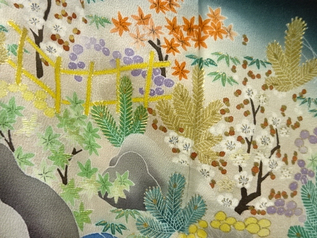 アンティーク着物 大正ロマン Japanese Kimono Antique Tomesode Tokyo Yuzen Embroidery Kiku Sou Japanese Kimono Teaware