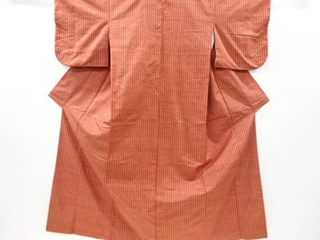 リサイクル　縞織り出し手織り節紬着物