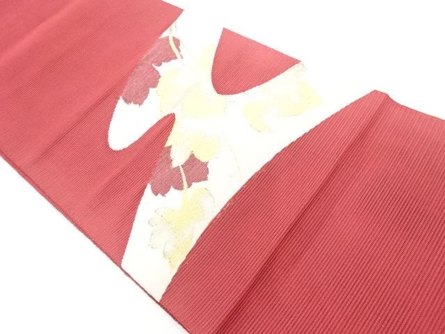 JAPANESE KIMONO / ANTIQUE NAGOYA OBI FOR SUMMER / SILK / TSUZURE / IVY LEAVES