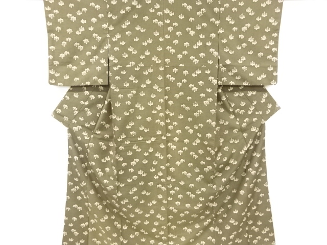 リサイクル　抽象桐模様手織り紬着物