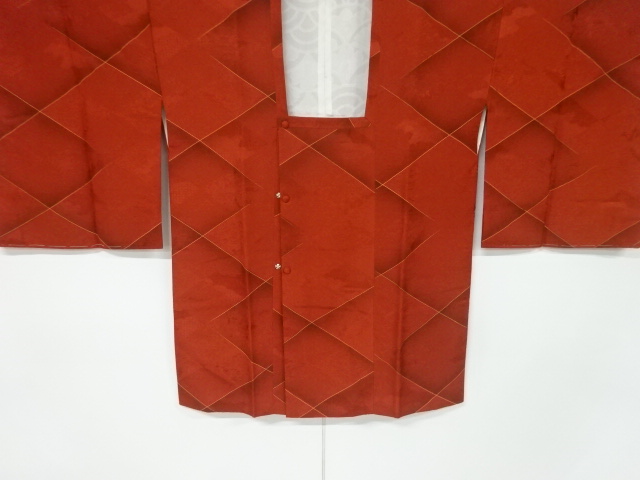 JAPANESE KIMONO / VINTAGE MICHIYUKI COAT / SILK / WOVEN TASUKI LATTICE