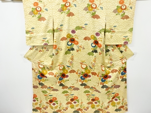 JAPANESE KIMONO / VINTAGE TSUKESAGE HOMONGI / SILK / SEIGAIHA