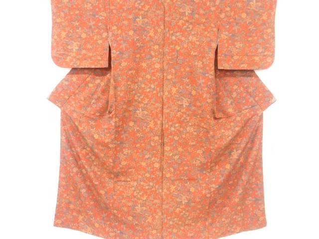 リサイクル　花鳥更紗模様小紋着物