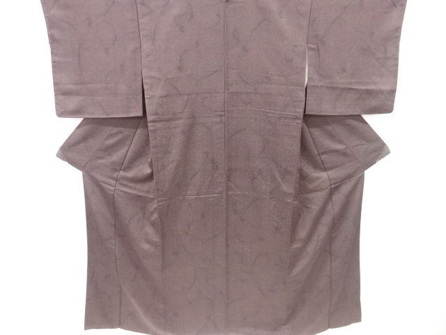 リサイクル　唐草に草の実模様手織り紬着物