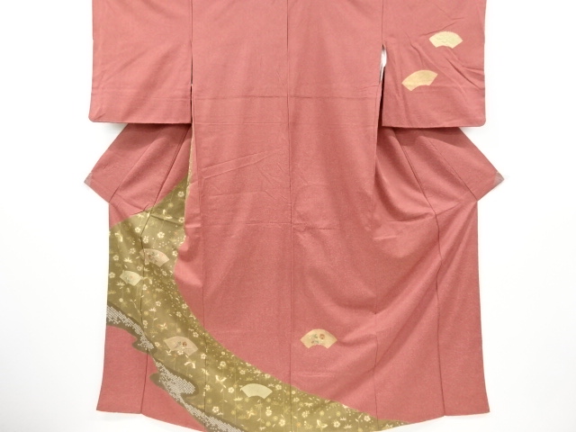 JAPANESE KIMONO / VINTAGE HOMONGI / SILK / SHIBORI / EMBROIDERY / FLORAL PLANTS