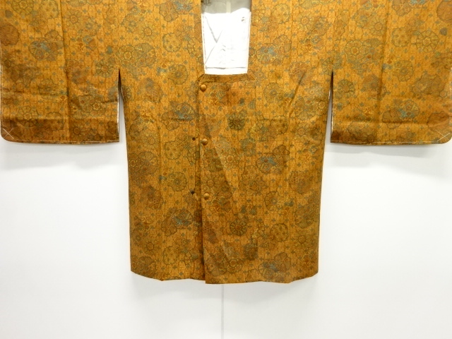 JAPANESE KIMONO / VINTAGE UNUSED MICHIYUKI COAT / SILK / FLORAL CREST