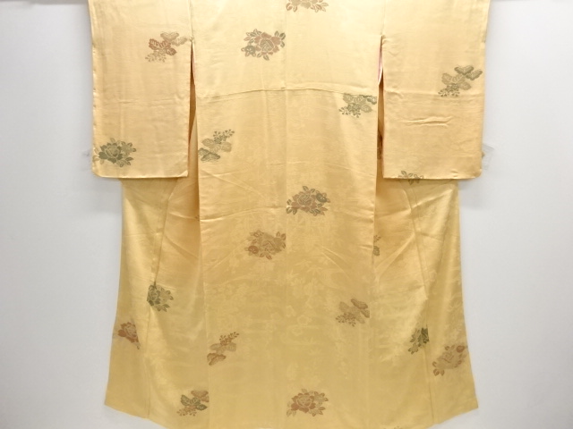 JAPANESE KIMONO / ANTIQUE KIMONO / TAISHO ROMAN STYLE / URUSHI / WOVEN FLOWER