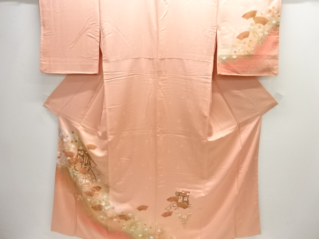 JAPANESE KIMONO / HOMONGI / CARRIAGE WITH KIKU & UME