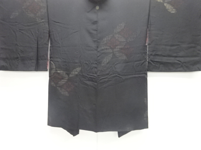 大正ロマン　花七宝模様織り出し漆一つ紋羽織