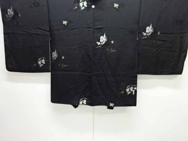 JAPANESE ANTIQUE HAORI / TAISHO ROMAN STYLE / SILK / WOVEN PLANTS