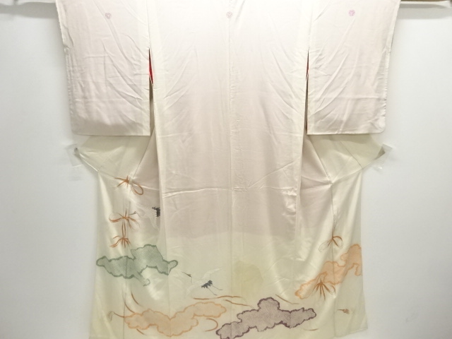 JAPANESE KIMONO / ANTIQUE KIMONO / SILK / KINSHA / SHIBORI / EMBROIDERY / CRANE