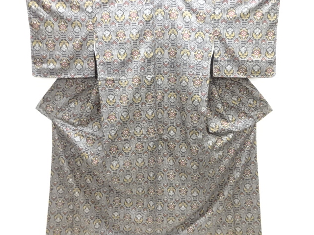 ys7150384; 宗sou 未使用品　仕立て上がり　縞に小花模様本場大島紬訪問着 宗 sou::お茶道具・着物のお店