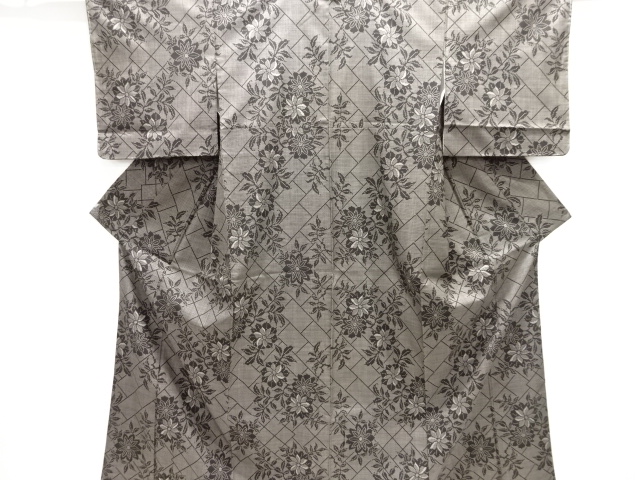 ys7156973; ヱ霞に草花模様織り出し本場泥大島紬着物(5マルキ) ys7156973; ヱ霞に草花模様織り出し本場泥大島紬着物(5マルキ)