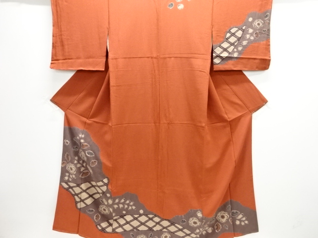 宗sou 手描き遠山に花模様振袖(重ね衿付き) 清楚古典花飾り付き重ね衿ネットレンタル 赤｜成⼈式の振袖ネット