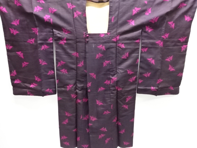 アンティーク　蝶模様織出しロング道行コート