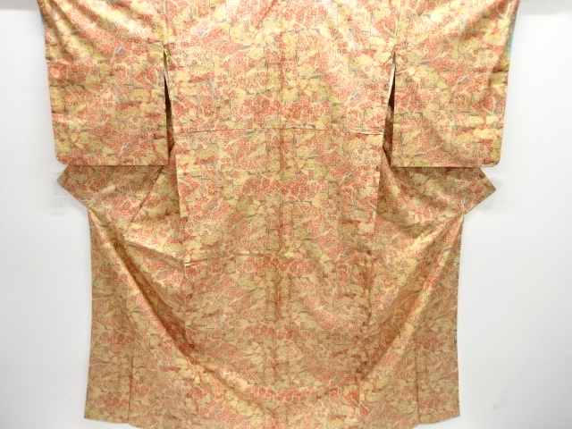 JAPANESE KIMONO / OSHIMA TSUMUGI / FLORAL PLANTS
