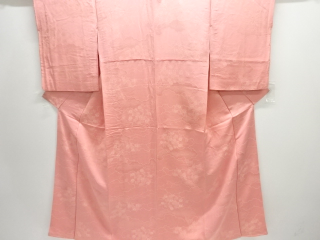 雲に菊模様織り出し色無地着物