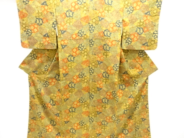 裂取りに花更紗模様小紋着物