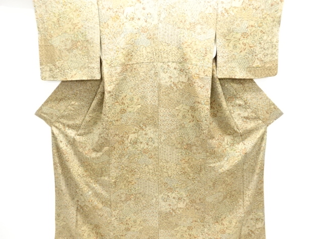 裂取りに唐花模様小紋着物